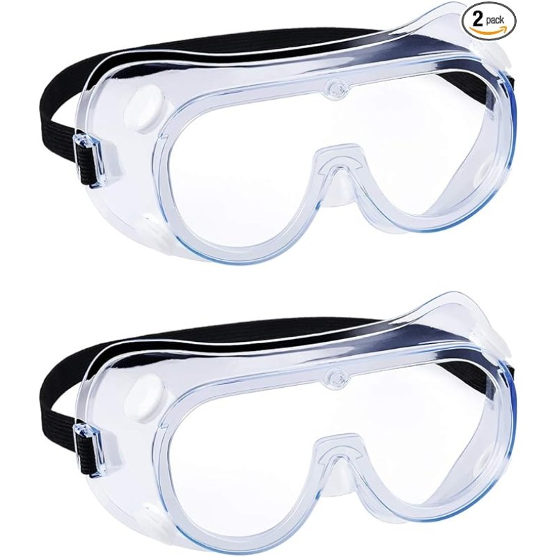 2 pack Safety Goggles, Adjustable,Lightweight Anti-Fog Protective Safety Glasses, Eye Protection, White