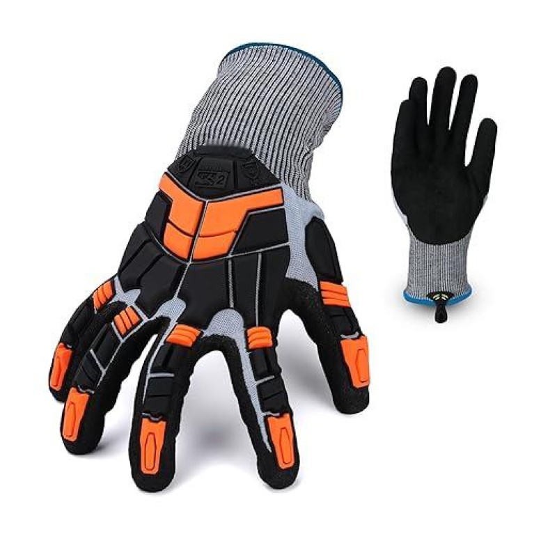 Safety Work Gloves with Impact Protection for Men Women, Cut Resistant Gloves for Gardening/Farming/Construction (Medium)