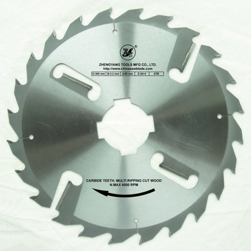 Multi ripping cut blades with carbide wipers slots