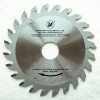 Scoring circular saw blades with conical teeth